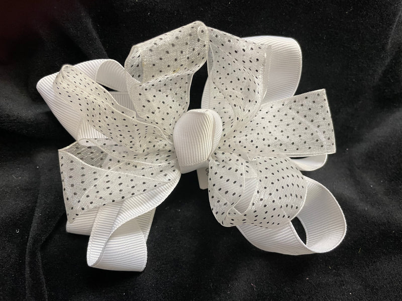 POLKA DOT BOWS WITH BARRETTE CLIP (ROUGHLY 6") - Lil Monkey Boutique
