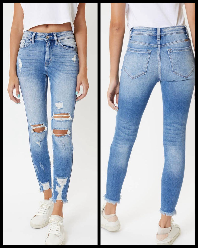 High Rise R&B Ankle Skinny Kan Can Jeans - Lil Monkey Boutique