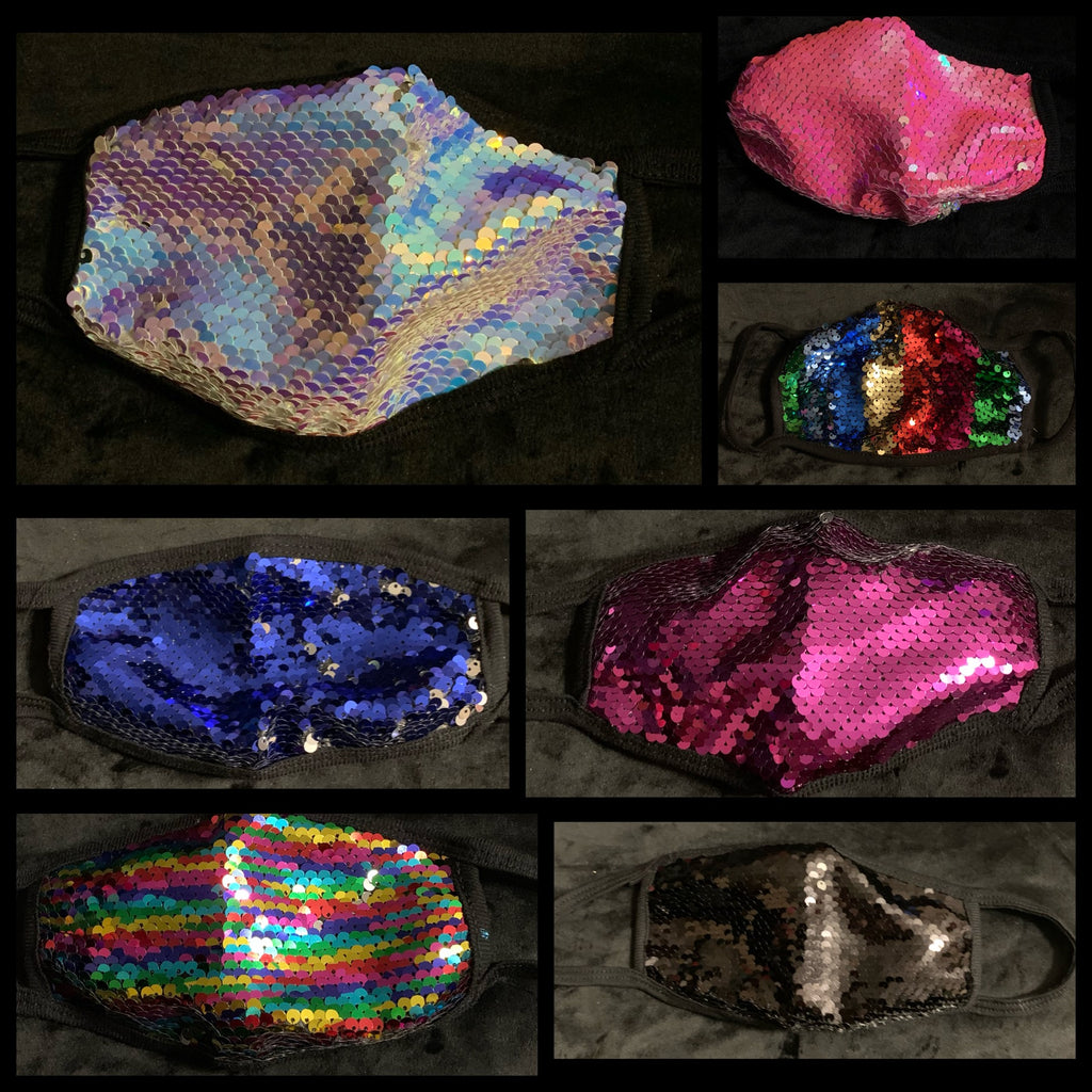 SEQUIN CLOTH MASKS IN VARIOUS COLORS AND STYLES - Lil Monkey Boutique