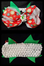 INFANT OR TODDLER CHRISTMAS HEADBAND WITH SNOWMAN REINDEER OR TREE CENTER - Lil Monkey Boutique