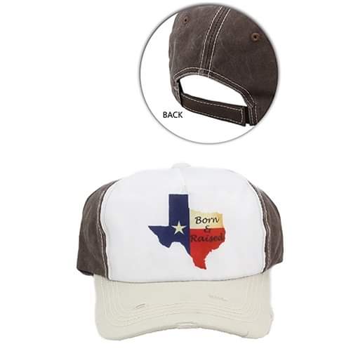 TEXAS BORN AND RAISED HAT - Lil Monkey Boutique