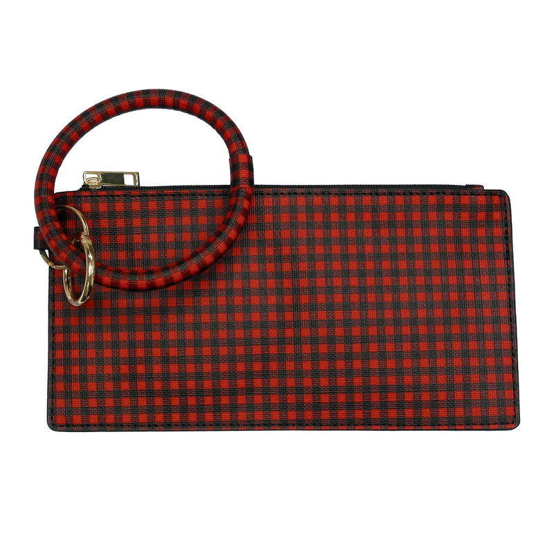 RED BUFFALO PLAID WRISTLETS WITH WALLET - Lil Monkey Boutique